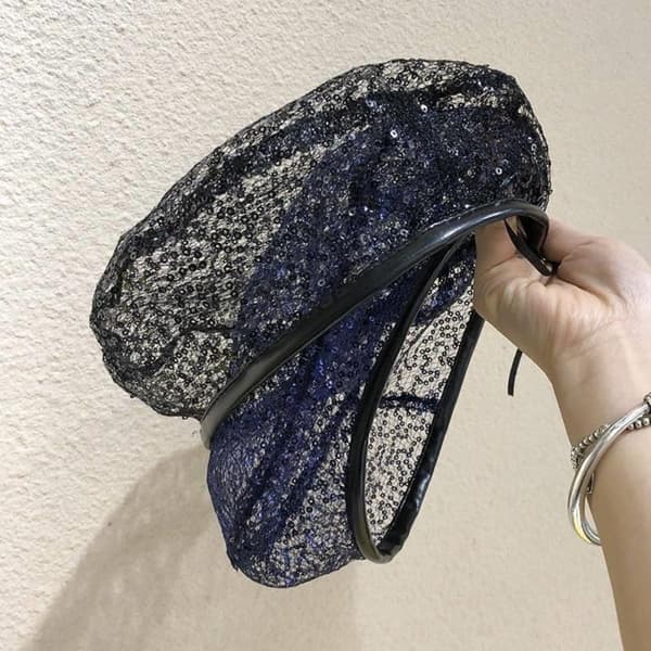 Spets Basker Hatt Enkel Svart Mössa Black