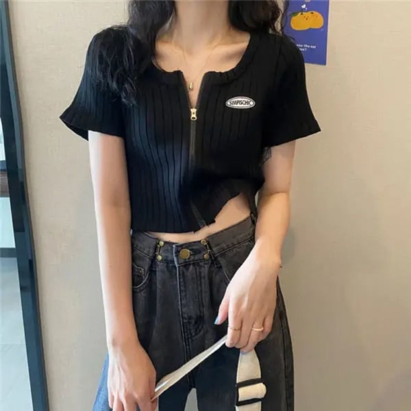 Stickad tröja Crop Top LILA purple