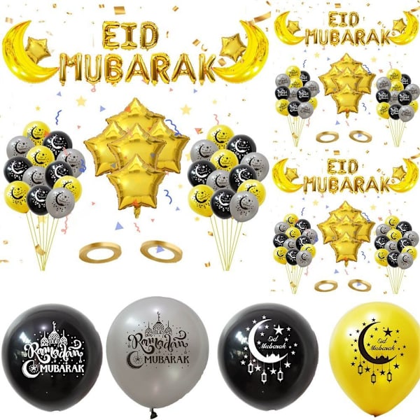 EID MUBARAK Festival Ballon Sæt Dekorationer Ramadan Kareem B