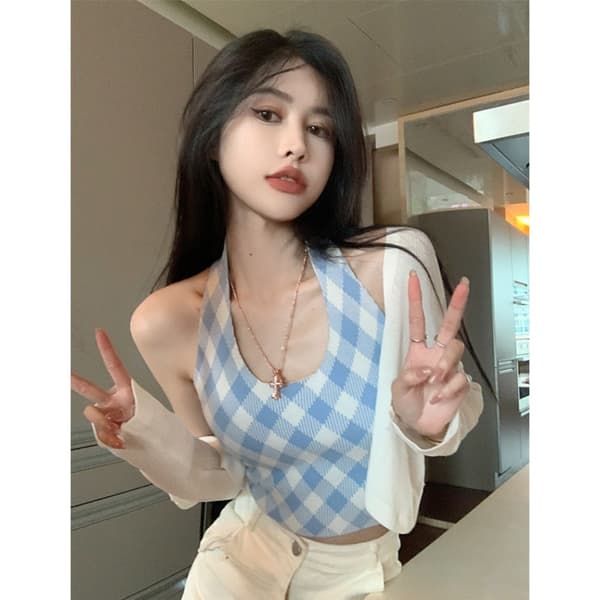 Hollow Neck Strap Tank Top ROSA Pink