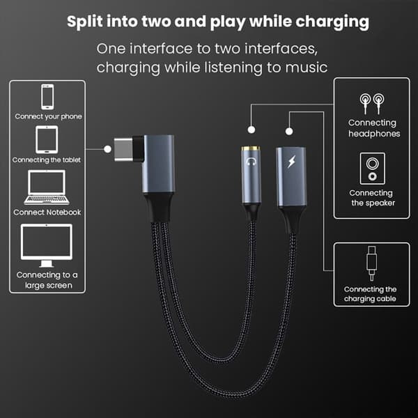 USB Typ C Ljudkonverterare OTG Adapter TYPEC TILL DUBBEL TYPEC TypeC to Dual TypeC