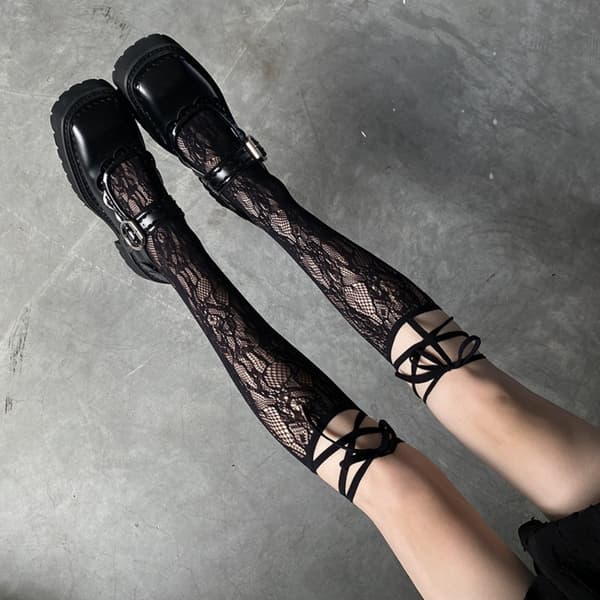 Lolita Jk Strømper Blonde Split Toe Strømper SORT Black