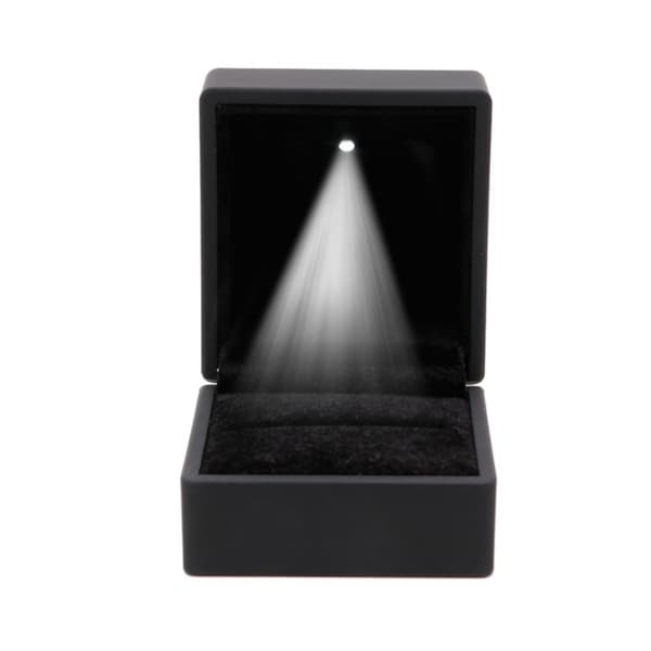 LED Lys Ringboks Forlovelsesringboks SVART Black