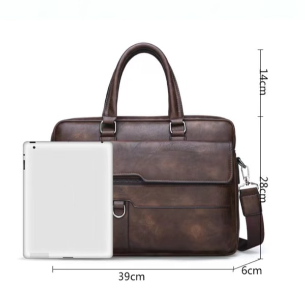 Menn Koffert Business PU Messenger Bag MØRK BRUN Dark Brown