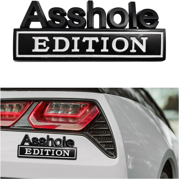 2 stk. Asshole Edition Emblem Klistremerke 3D Bokstav Bil Dekal Auto