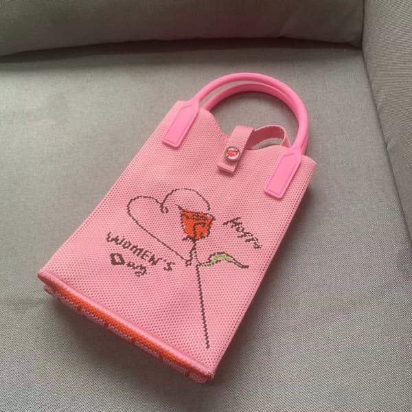 Stickad Handväska Knuten Armbandsväska 1 1 1