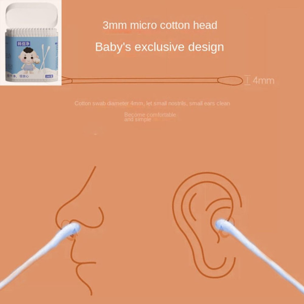 200 kpl Baby vanupuikko Steriili Vanupuikko KORVAKIERRE Ear scoop  spiral