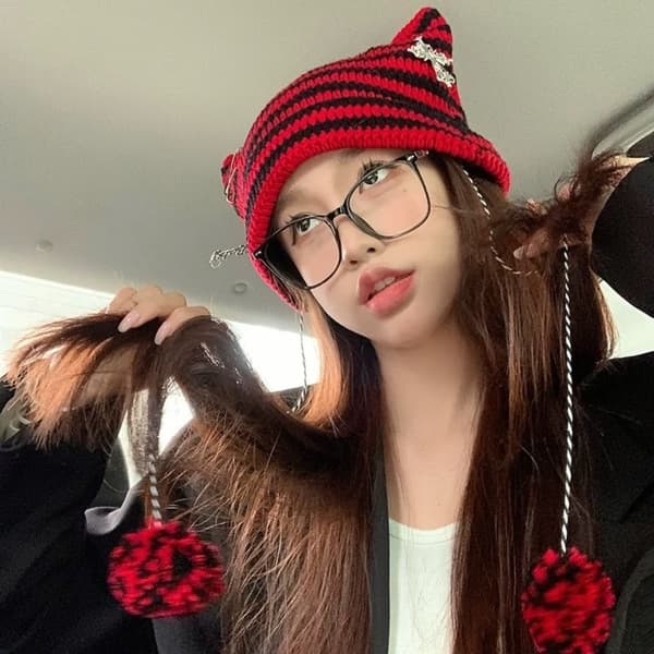 Japansk Beanie Lue Ins Little Devil GRÅ grey