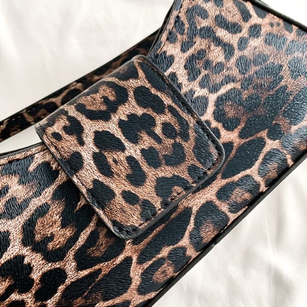 Leopard Håndtaske Læder Clutch Taske BRUN brown