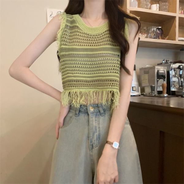Ermeløs Tank Top Strikket Camisole Top KAFFE KAFFE coffee