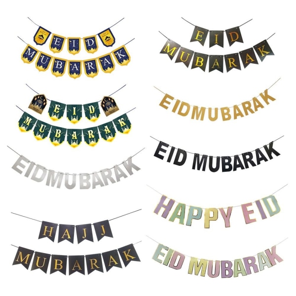 Eid Mubarak Banner Flag Ramadan Kareem Måne Stjerne