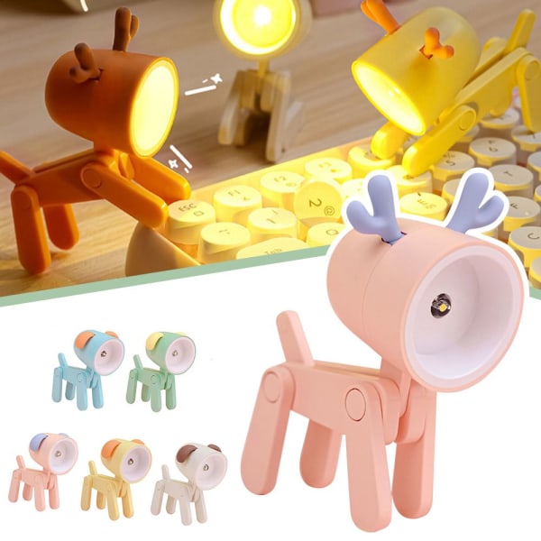 LED Natlys Tegneserie Skrivebordslampe ORANGE HVALP HVALP orange puppy-puppy