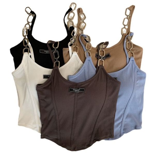Brevutskrift Crop Tops Sexy Tank Top BLÅ blue