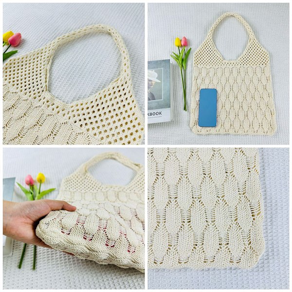 Neulotut käsilaukut Virkattu laukku BEIGE Beige
