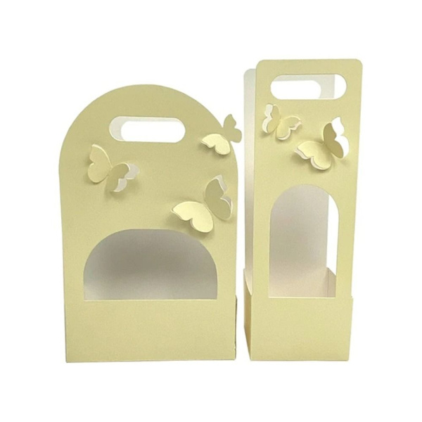 Foldbar Blomsterkasse Buket Indpakningsboks GUL ELLIPTISK Yellow Elliptic-Elliptic