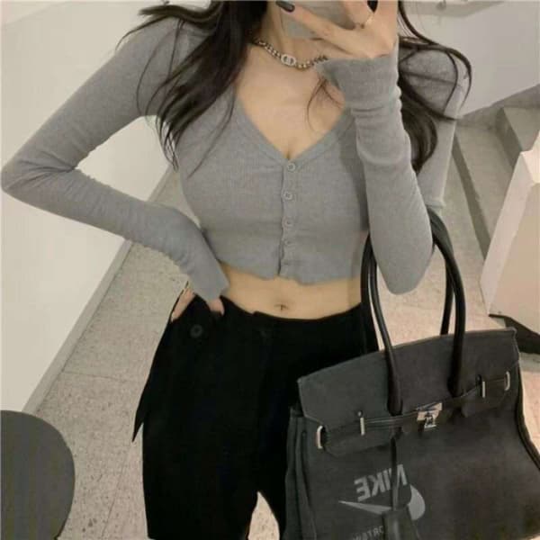 Casual T-shirts Langærmet GRÅ-M GRÅ-M grey-m