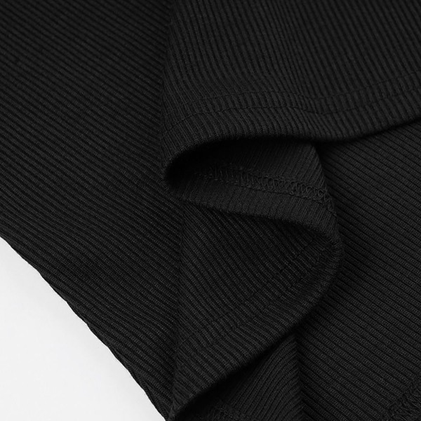 Kortærmede Crop Tops SORT L Black L