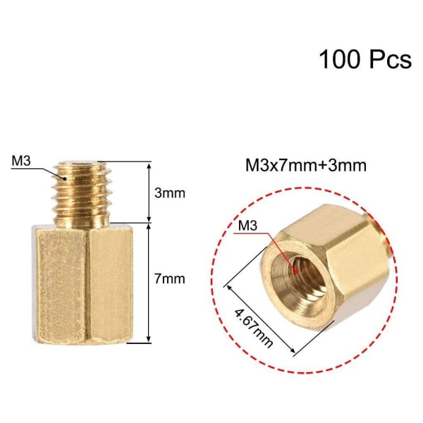 100 st Hex PCB Moderkort Spacer Standoff 100PCSM3X7MM M3X7MM 100pcsM3x7mm