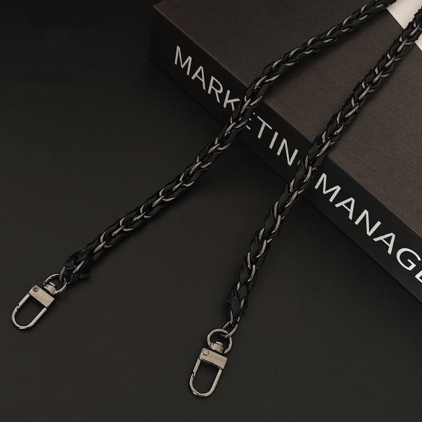 Håndtaske Metal Kæde Læder Crossbody Taske Strap SORT black