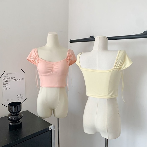 Short Tube Top Fishbone Strap Camisole KELTAINEN yellow