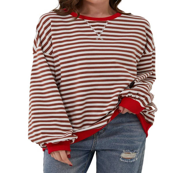 Dame oversize sweatshirt langærmet skjorte RØD L red L