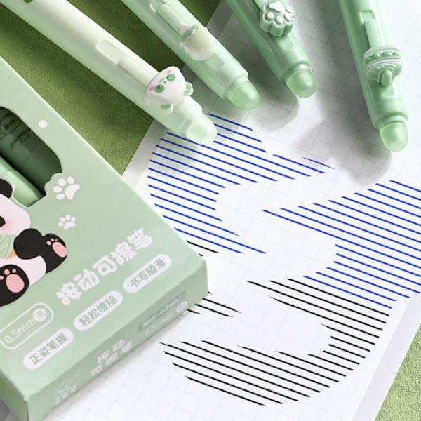 4 STK/Eske Sletbar Pen Gel Pen GRØN SORT Blæk SORT Blæk Green Black Ink-Black Ink