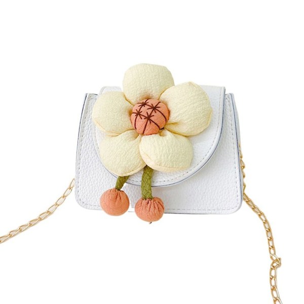 Kids Chain Olkalaukku Crossbody Bucket Laukut WHITE Flower white flower-flower