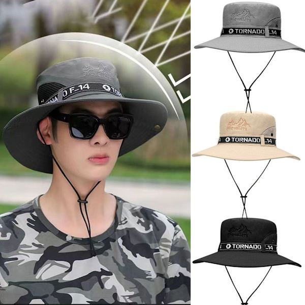 Menn Bøttelue Wide Rim Hat SORT black