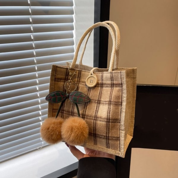 Damehåndveske Tote Bag KHAKI KNAPP KNAPP khaki button-button
