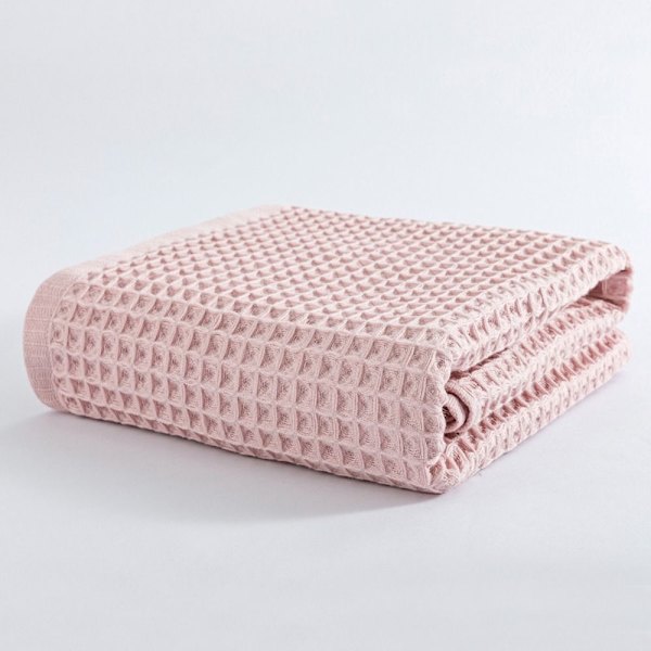 Bomuldsvaffelbadehåndklæde Ensfarvede håndklæder PINK pink