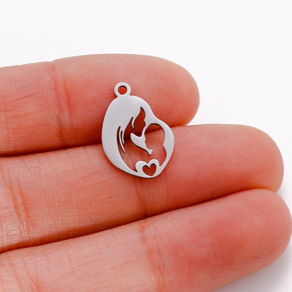 5kpl Mom Charms Riipus HOPEAA SORMUKSEN KANSSA Silver with Ring-with Ring