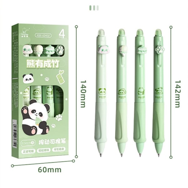 4 STK/Eske Sletbar Pen Gel Pen GRØN SORT Blæk SORT Blæk Green Black Ink-Black Ink