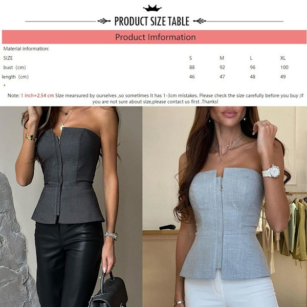 Slank lynlås Crop Top Ærme Tank Top SORT M Black M