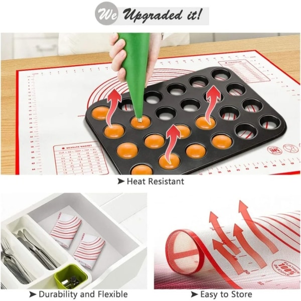 Silikon bakematte kjevle RØD BAKEMATE BAKEMATE Red Baking Mat-Baking Mat