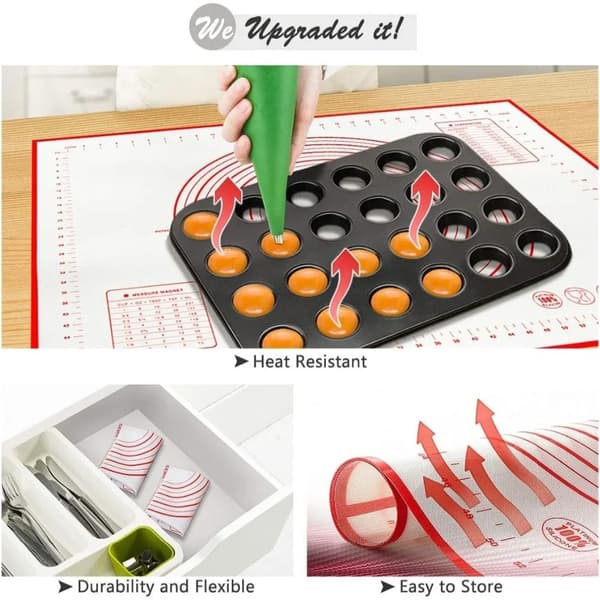 Silikone Bageunderlag Kagerulle SORT BAGEUNDERLAG BAGEUNDERLAG Black Baking Mat-Baking Mat