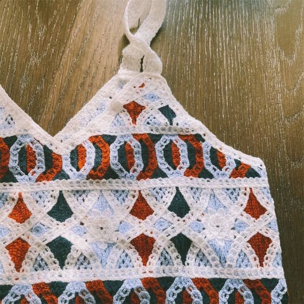 Utsvängd Camisole Krok Blomma Utsvängd Hängslen BLÅ Blue