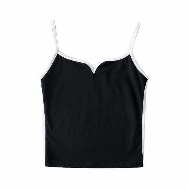 Sommer Kontrasttopp Kyllinghjertekrage Stropper SVART M Black M