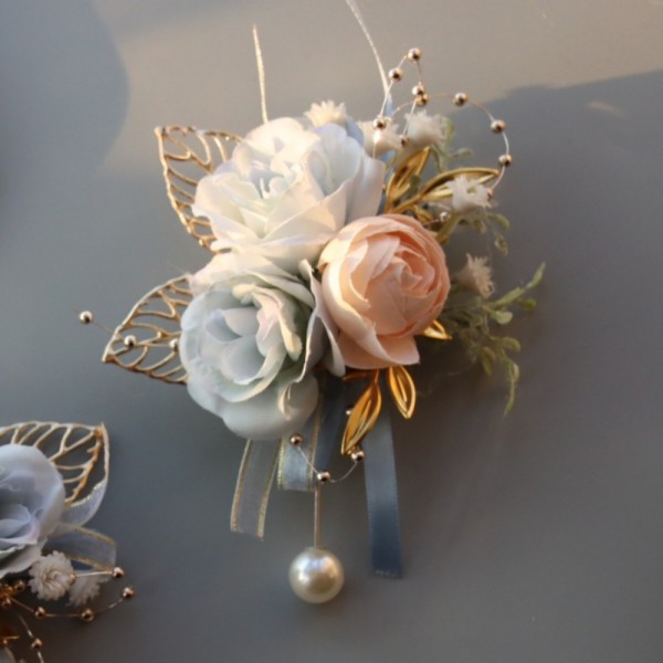 Bridesmaid Wrist Flower Groom's Corsage BLUE CORSAGE CORSAGE Blue Corsage-Corsage