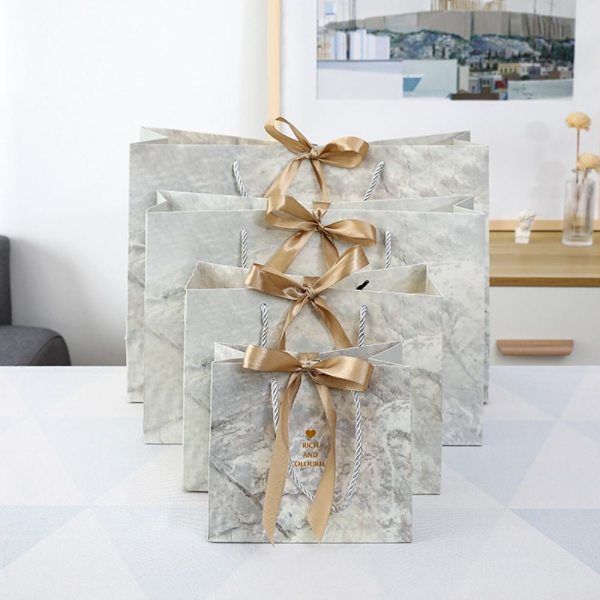 Gavepose Marmormønster papirpose GOLD&SILVER L L Gold&silver L-L