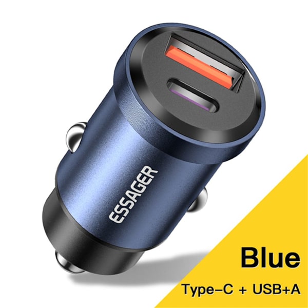Billader Socket USB Telefonlader BLÅ blue