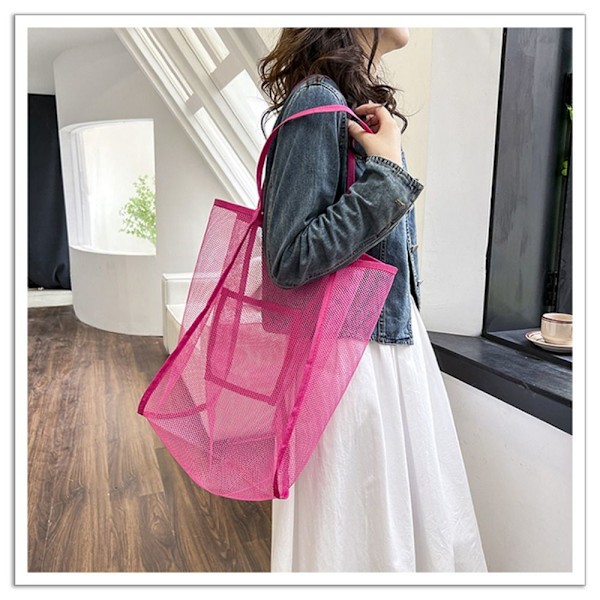 Läpinäkyvä mesh Rantalaukku PINK STYLE2 STYLE2 pink style2-style2