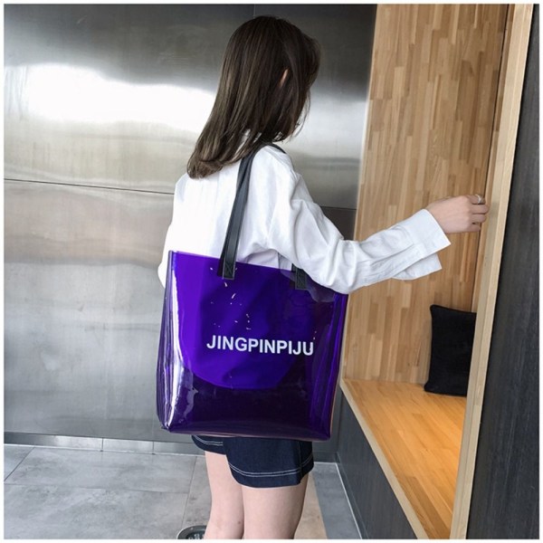 Jelly Transparent Big Bag PVC-handväska LILA purple