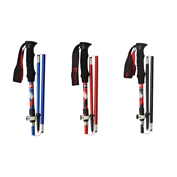 Foldbare vandrestave, foldbare trekkingstave, SORT, LANG, LANG Black Long-Long