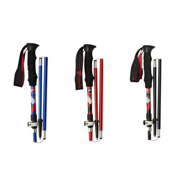 Foldbare vandrestave Foldelige trekkingstave SORT LANG LANG Black Long-Long