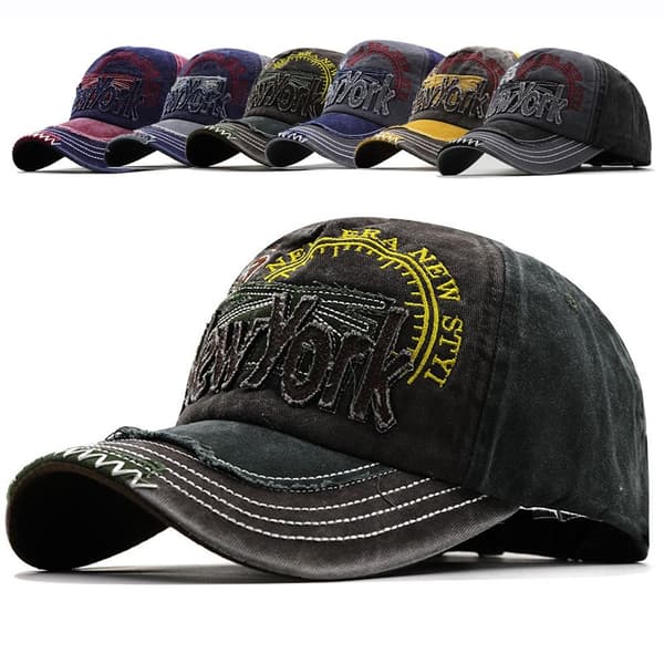 Broderade Basebollkepsar, Sliten och Blekt, GRÅ grey