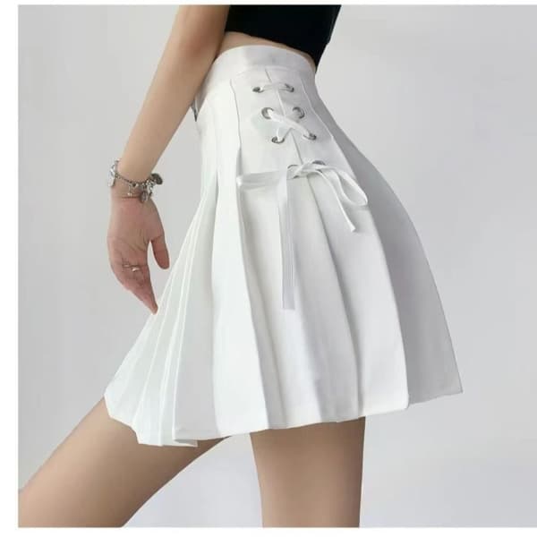 Plissert skjørt miniskjørt GRÅ L Grey L