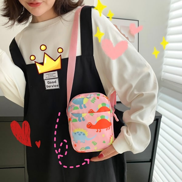 Dinosaur Skuldertasker Kosmetiktaske PINK Pink