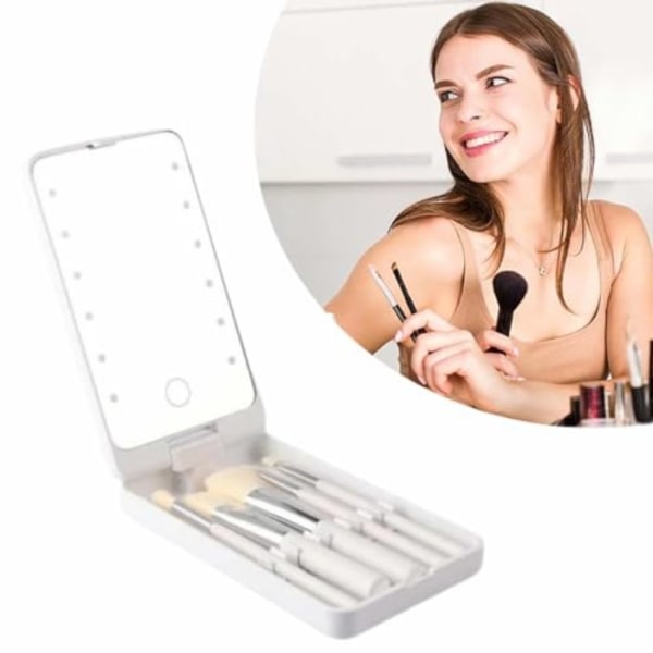 Genopladeligt Makeup Spejl LED Spejl (Med Børste) SORT black