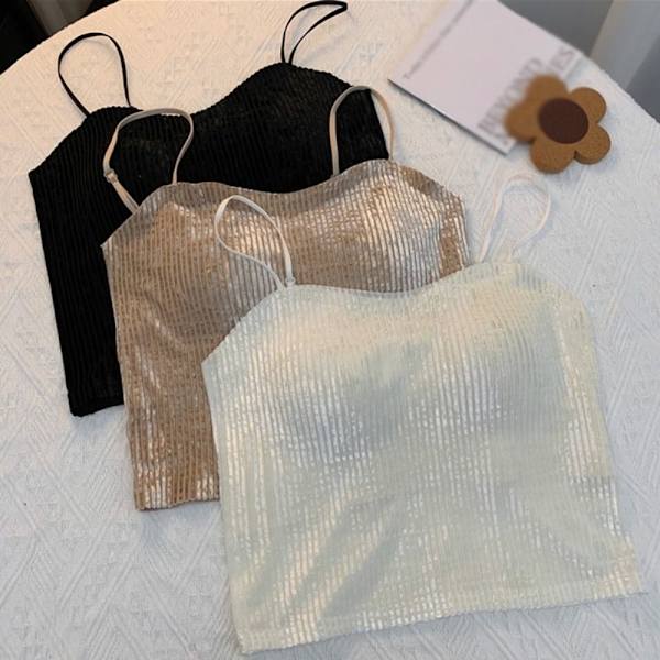 Sammets ärmlös väst Camisole KHAKI Khaki