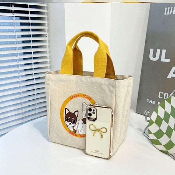 Lunchväska Canvasväska VIT STOR white large